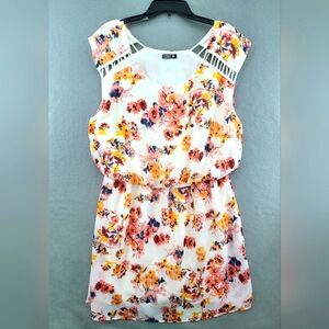 INDULGE Women's Yellow & Pink Floral Fully Lined Sleeveless Dress - Size 2X